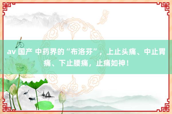 av 国产 中药界的“布洛芬”，上止头痛、中止胃痛、下止腰痛，止痛如神！