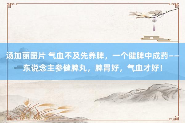 汤加丽图片 气血不及先养脾，一个健脾中成药——东说念主参健脾丸，脾胃好，气血才好！